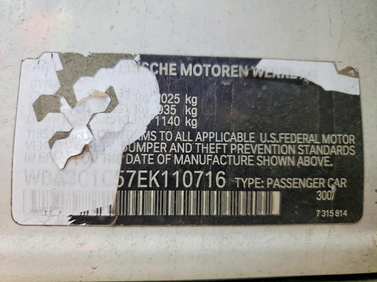 2014 BMW 3 series VIN WBA3C1C57EK110716 photo 12