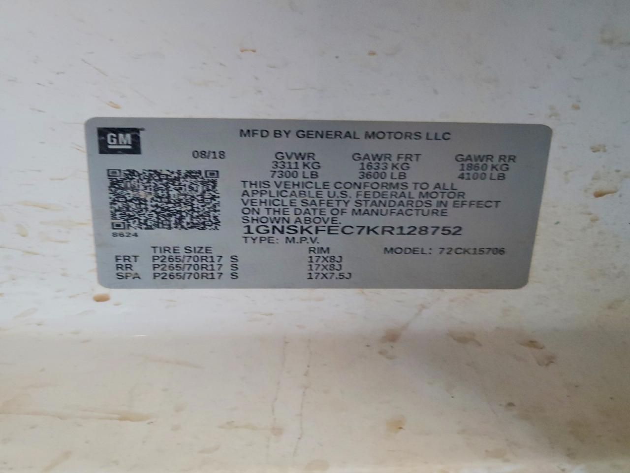 2019 Chevrolet Tahoe VIN 1GNSKFEC7KR128752 photo 12