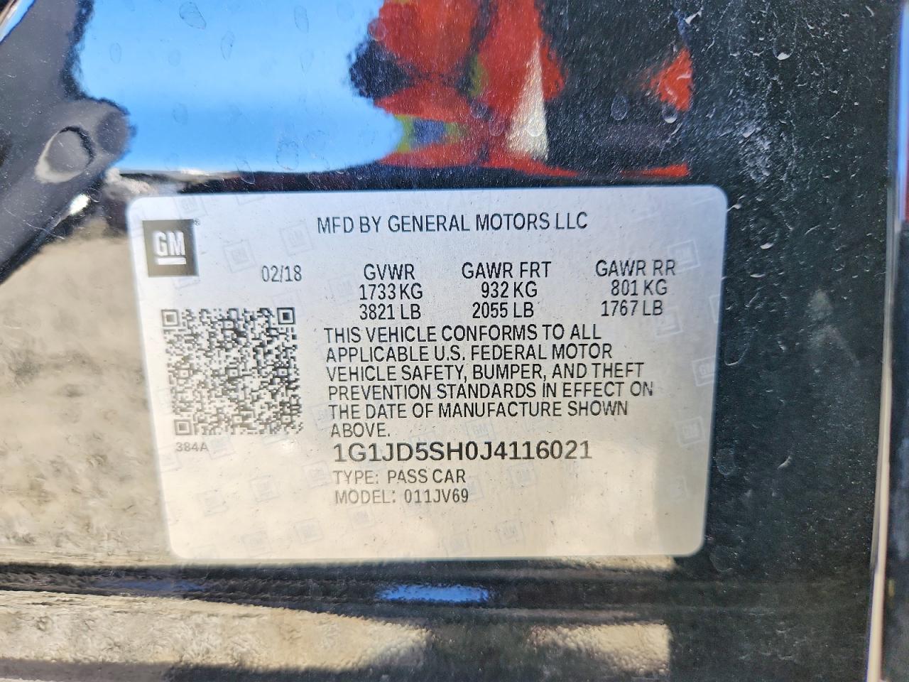 2018 Chevrolet SONIC VIN 1G1JD5SH0J4116021 photo 12