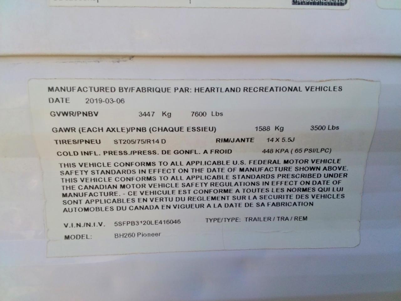 2020 HEARTLAND Bh281 VIN 5SFPB3120LE416046 photo 9