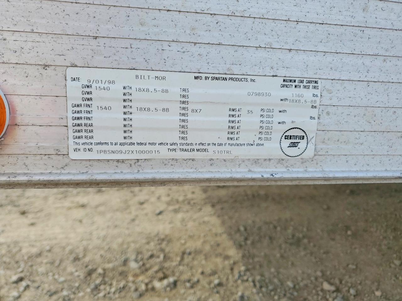 1999 SPARTAN Trailer VIN 1PBSN09J2X1000015 photo 10