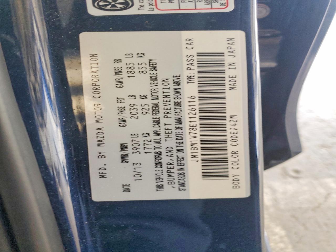 2014 Mazda 3 VIN JM1BM1V78E1126116 photo 12