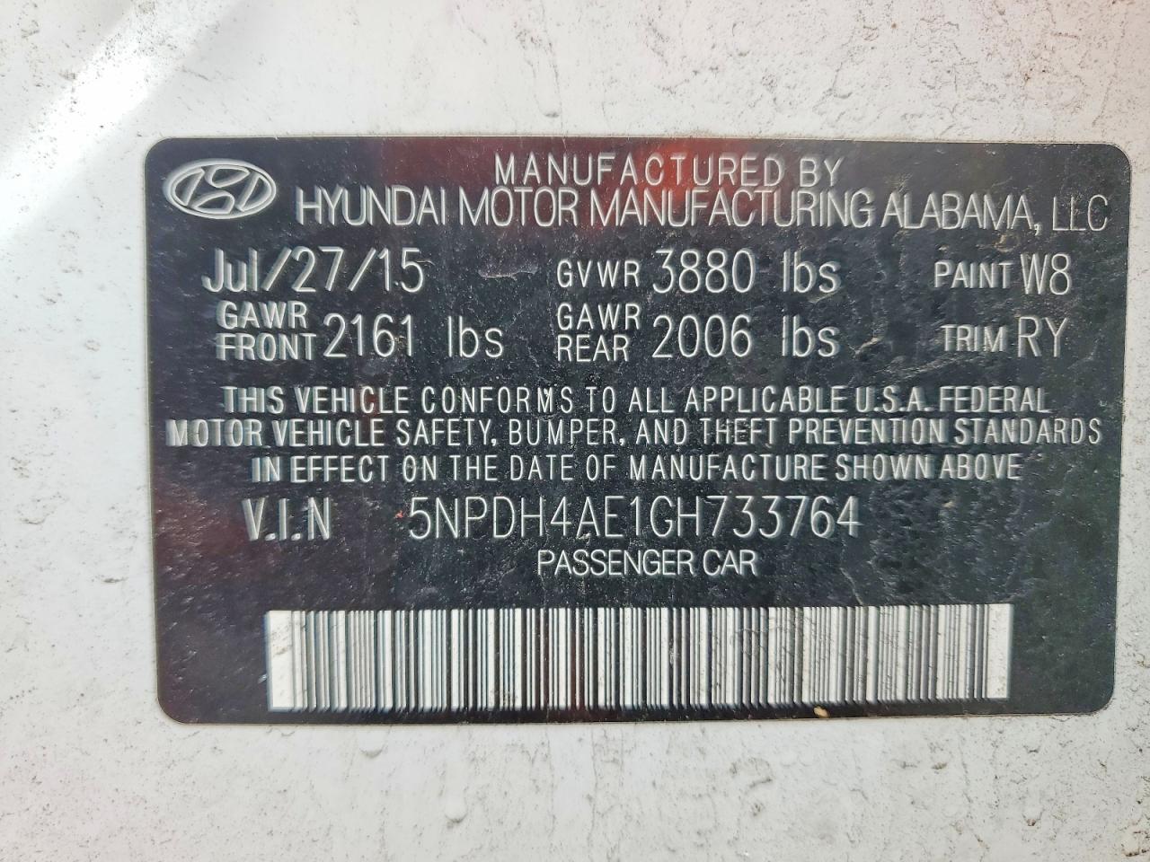 2016 Hyundai Elantra VIN 5NPDH4AE1GH733764 photo 12