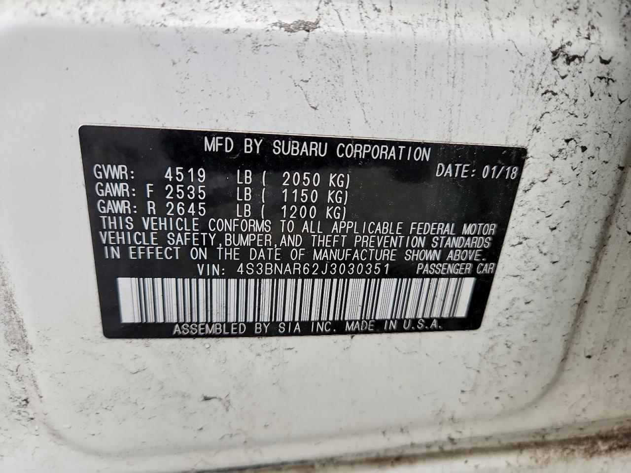 2018 Subaru Legacy sp VIN 4S3BNAR62J3030351 photo 12