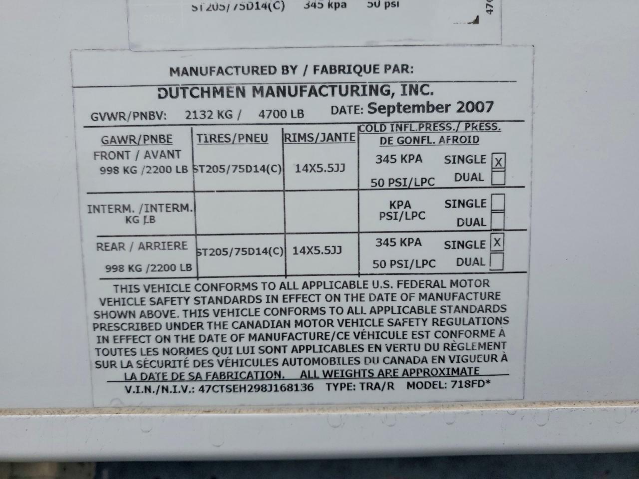2008 DUTCHMEN Recreation VIN 47CTSEH298J168136 photo 10