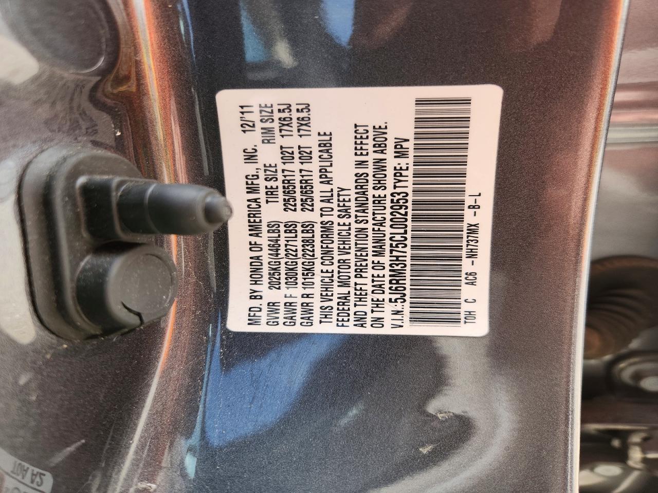 2012 Honda Crv VIN 5J6RM3H75CL002953 photo 12