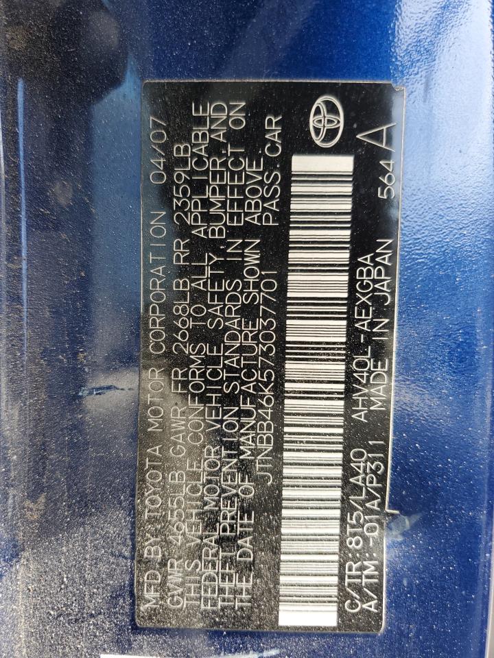 2007 Toyota Camry sola VIN JTNBB46K573037701 photo 12