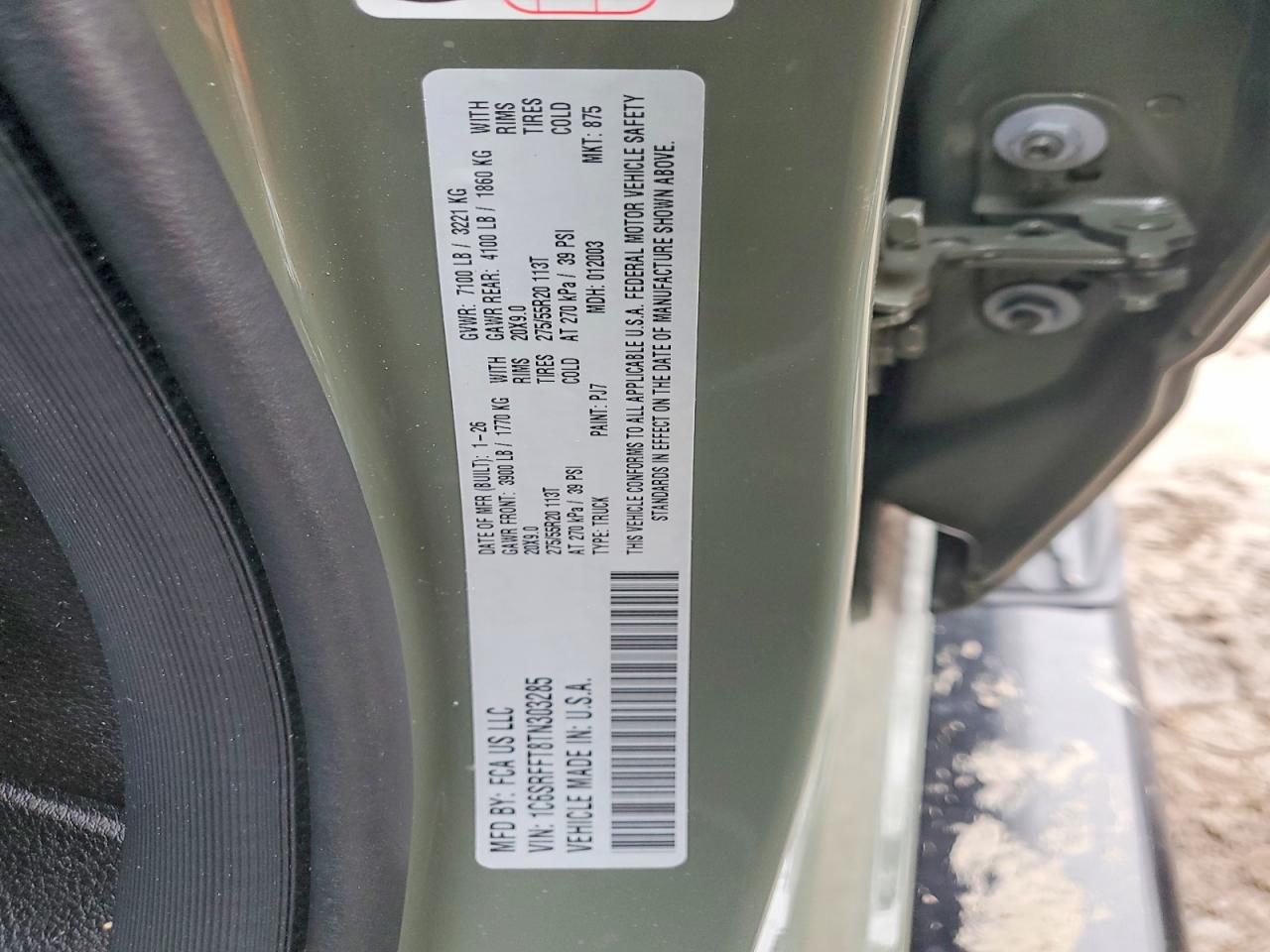2026 RAM 1500 VIN 1C6SRFFT8TN303285 photo 12