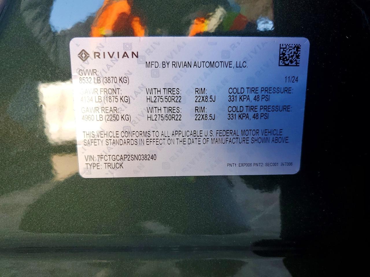 2025 Rivian Rit VIN 7FCTGCAP2SN038240 photo 12