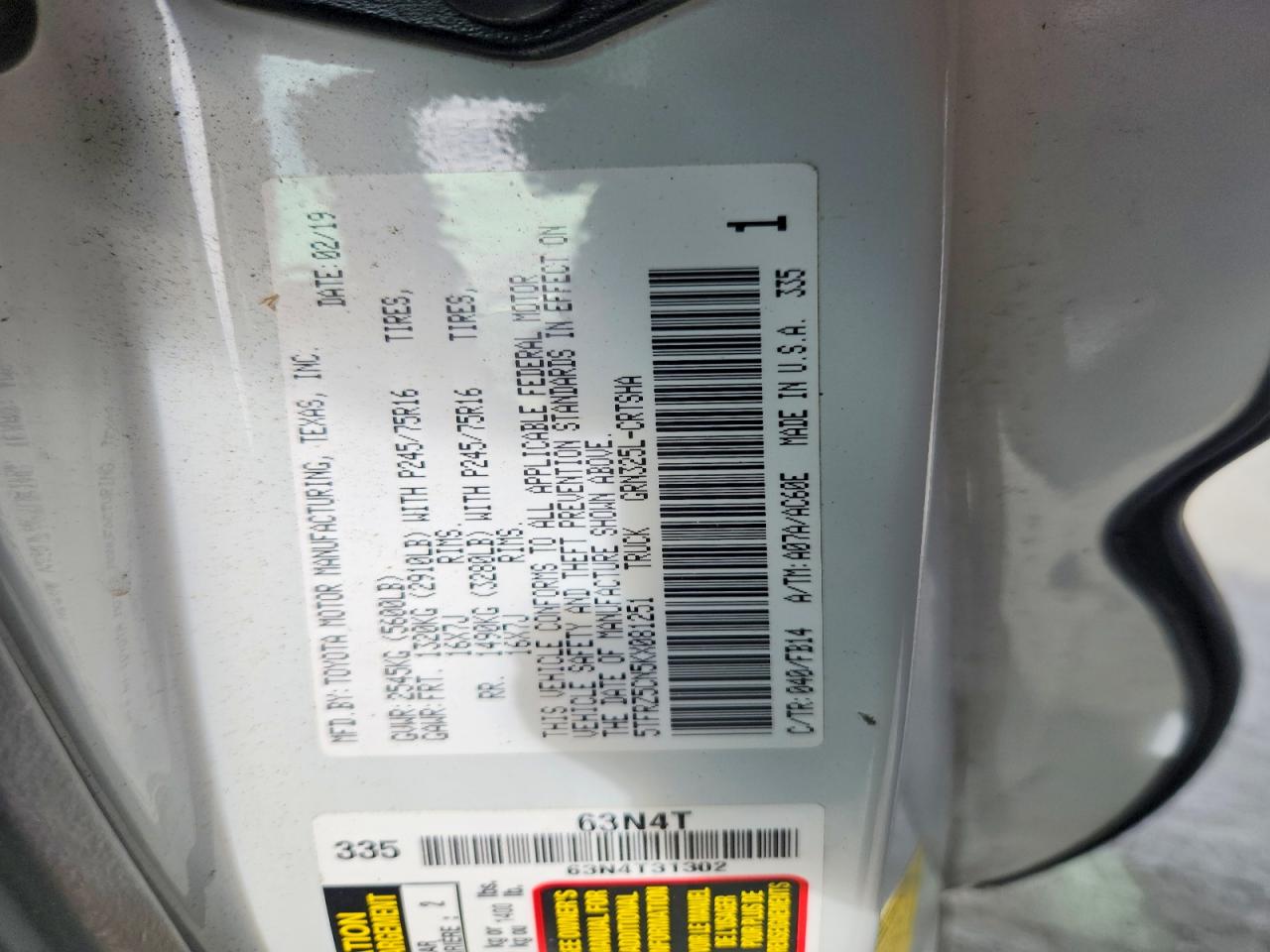 2019 Toyota Tacoma sr VIN 5TFRZ5CN5KX081251 photo 12