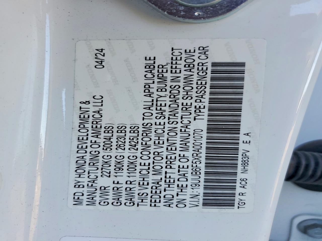 2024 Acura Tlx VIN 19UUB6F5XRA001070 photo 12