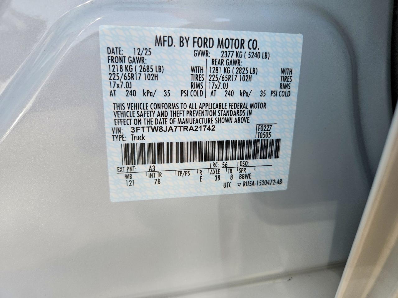 2026 Ford Maverick VIN 3FTTW8JA7TRA21742 photo 12