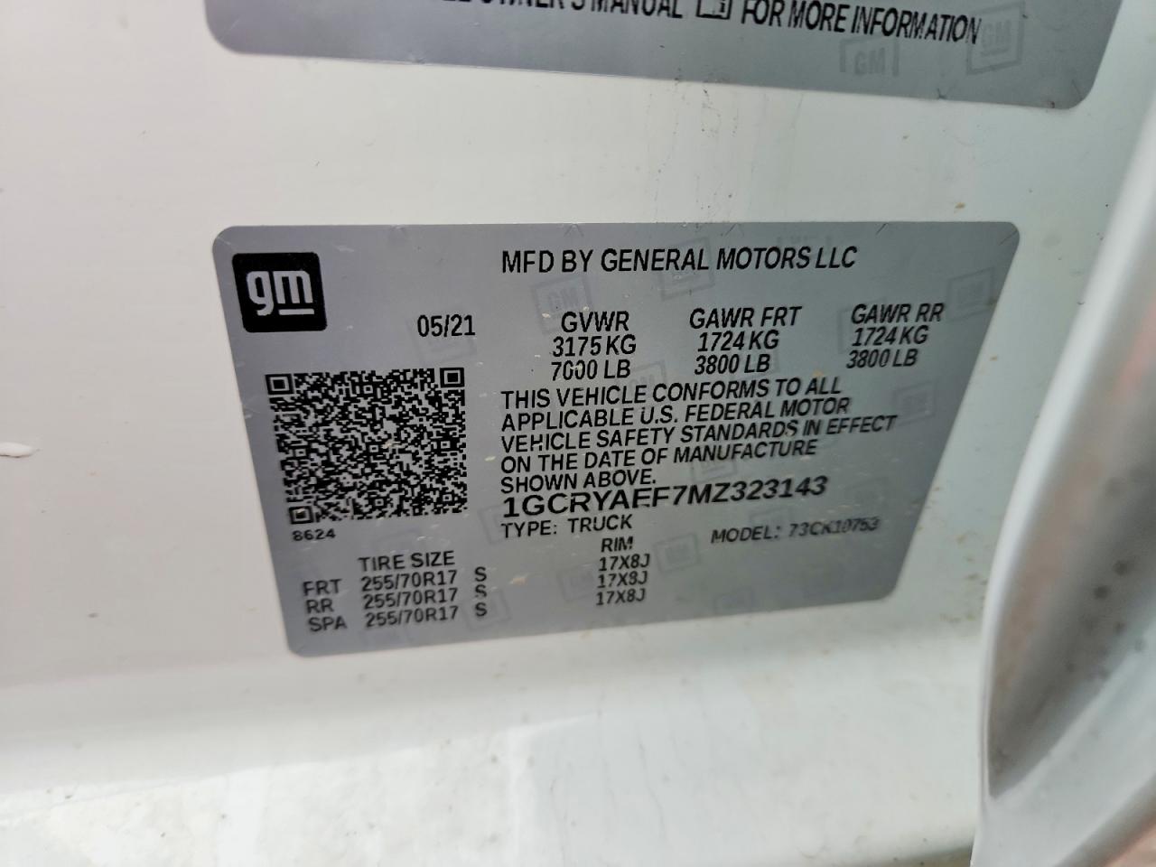 2021 CHEVROLET All models VIN 1GCRYAEF7MZ323143 photo 12