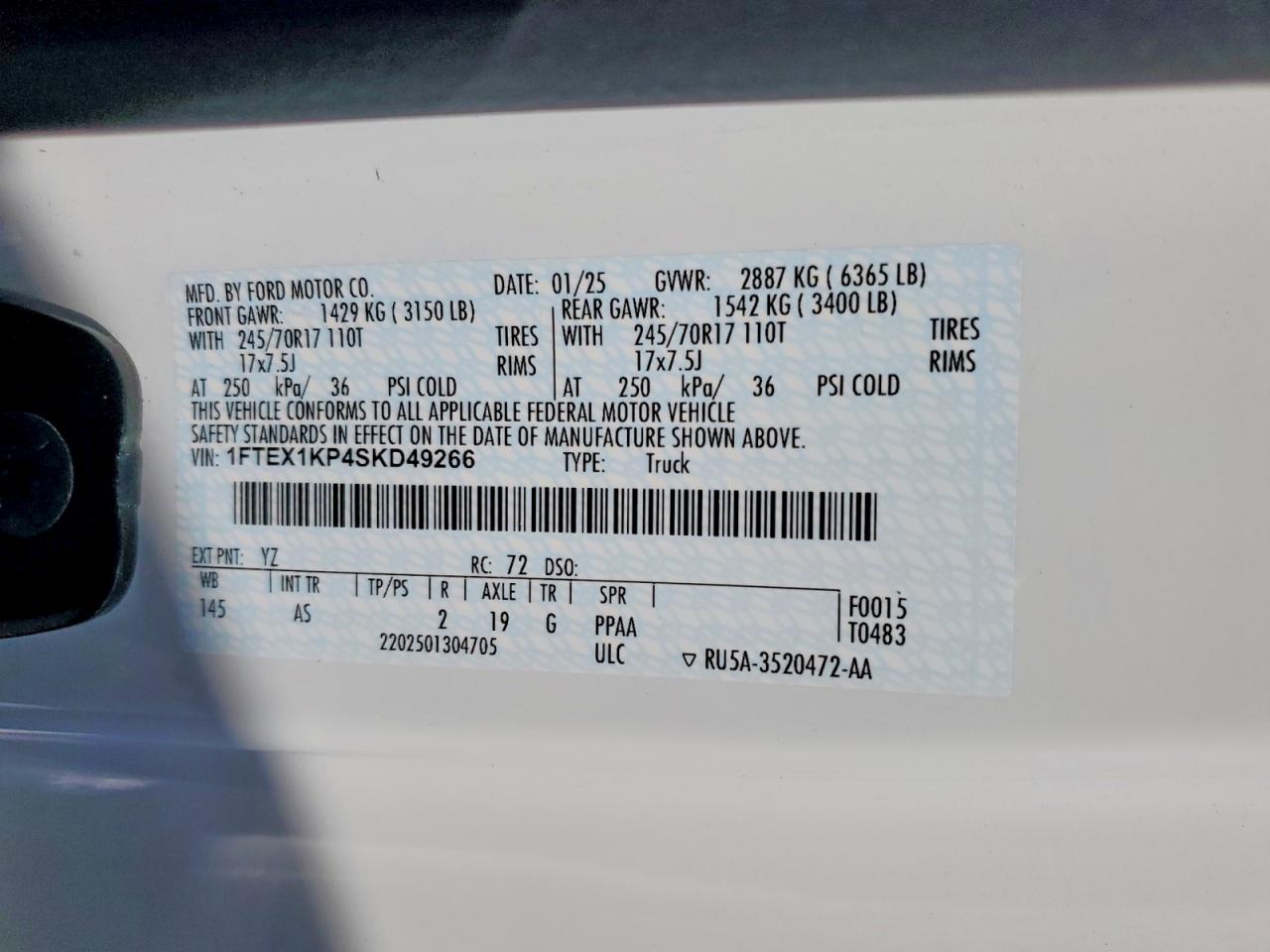 2025 Ford All models VIN 1FTEX1KP4SKD49266 photo 12