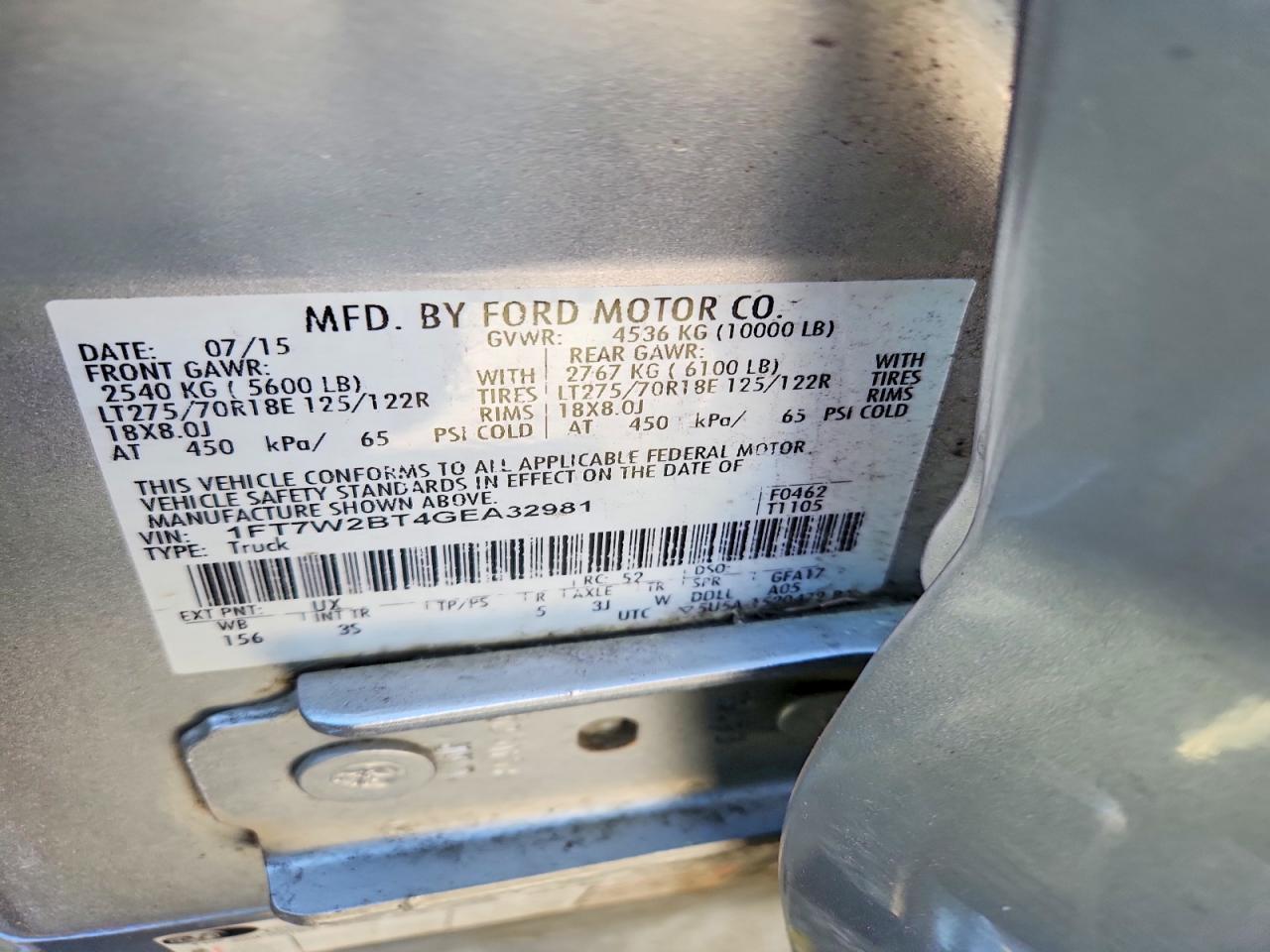 2016 Ford F250 VIN 1FT7W2BT4GEA32981 photo 12