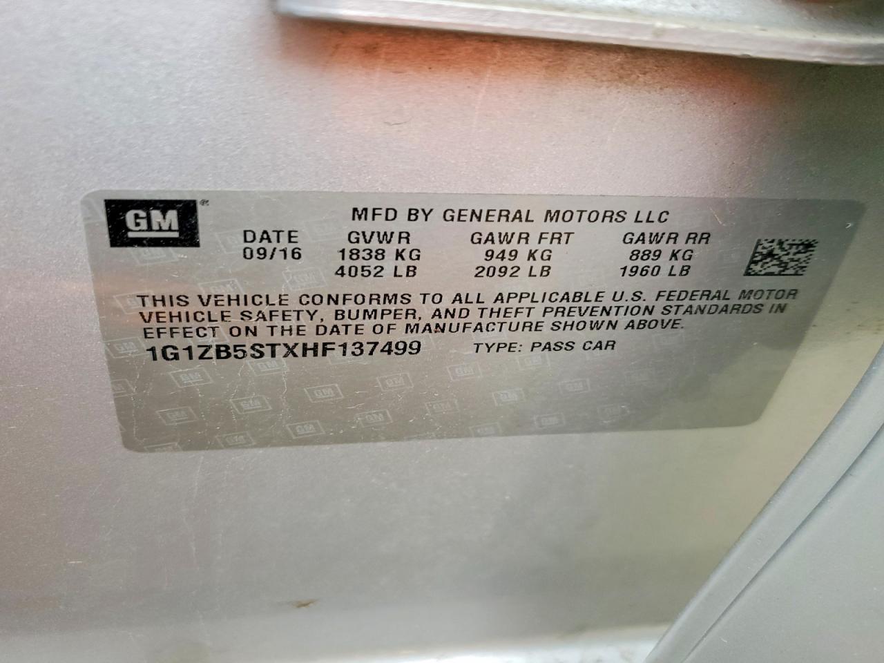 2017 CHEV Malibu VIN 1G1ZB5STXHF137499 photo 12