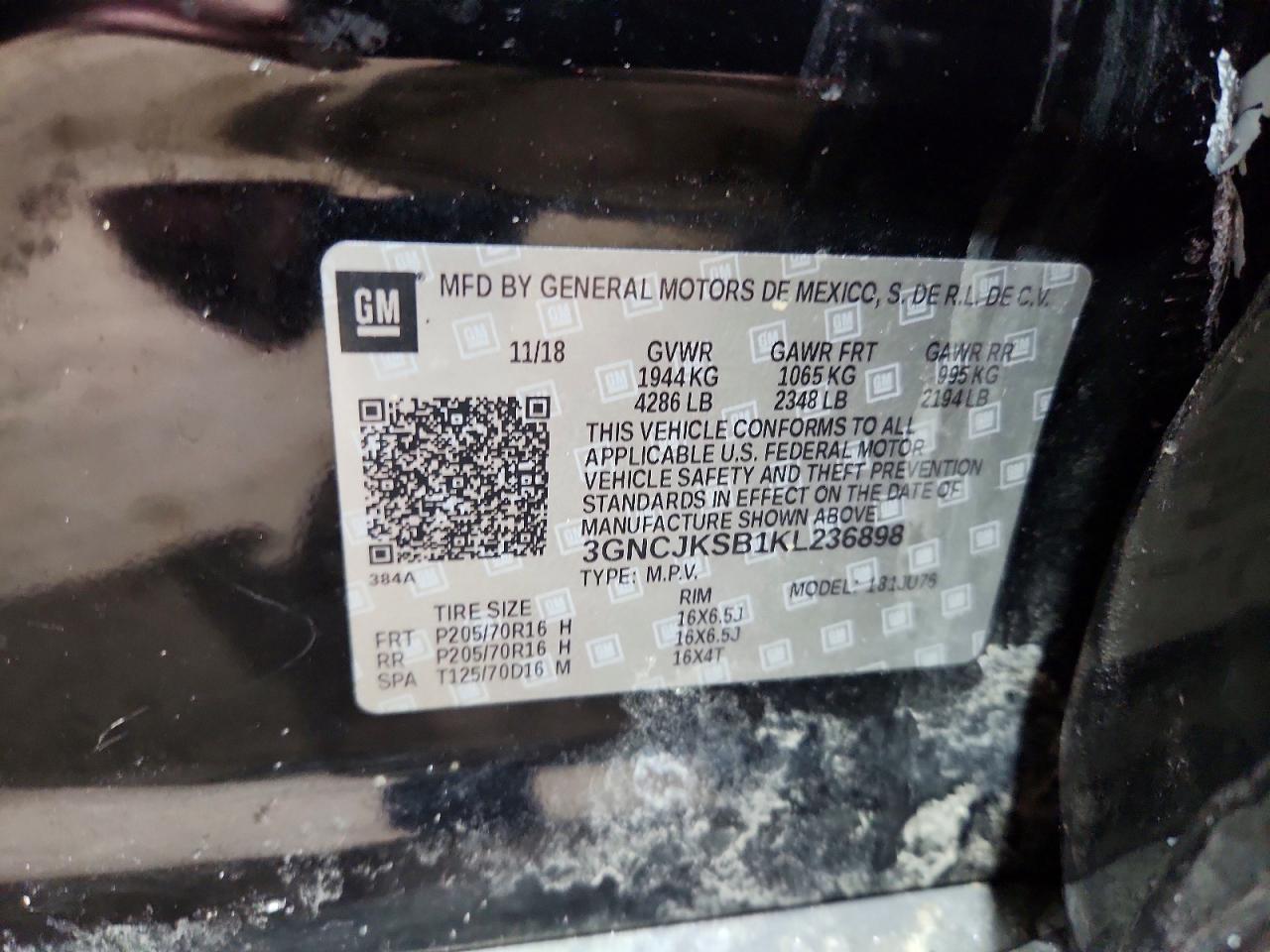 2019 CHEV Trax VIN 3GNCJKSB1KL236898 photo 12