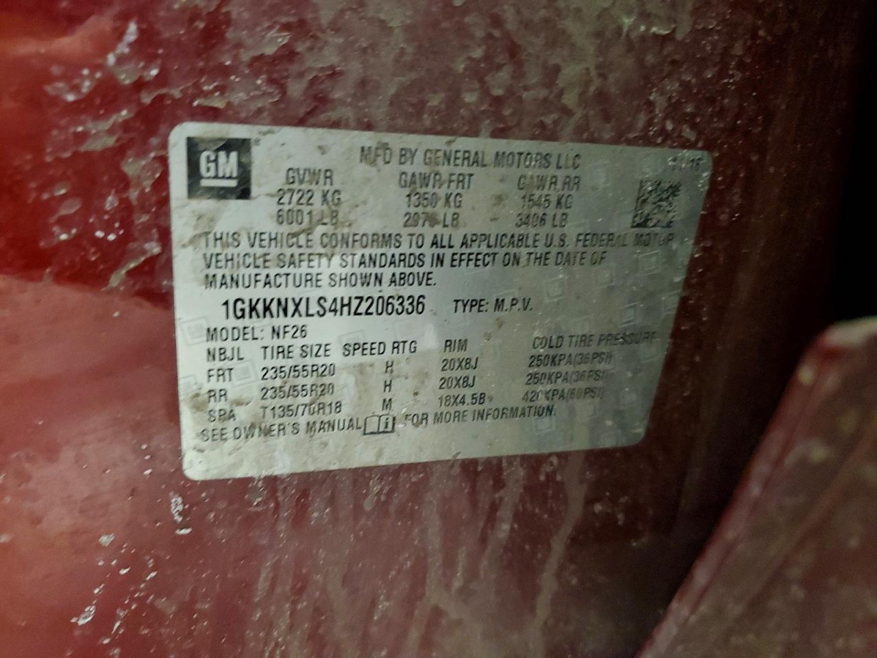 2017 GMC Acadia den VIN 1GKKNXLS4HZ206336 photo 12
