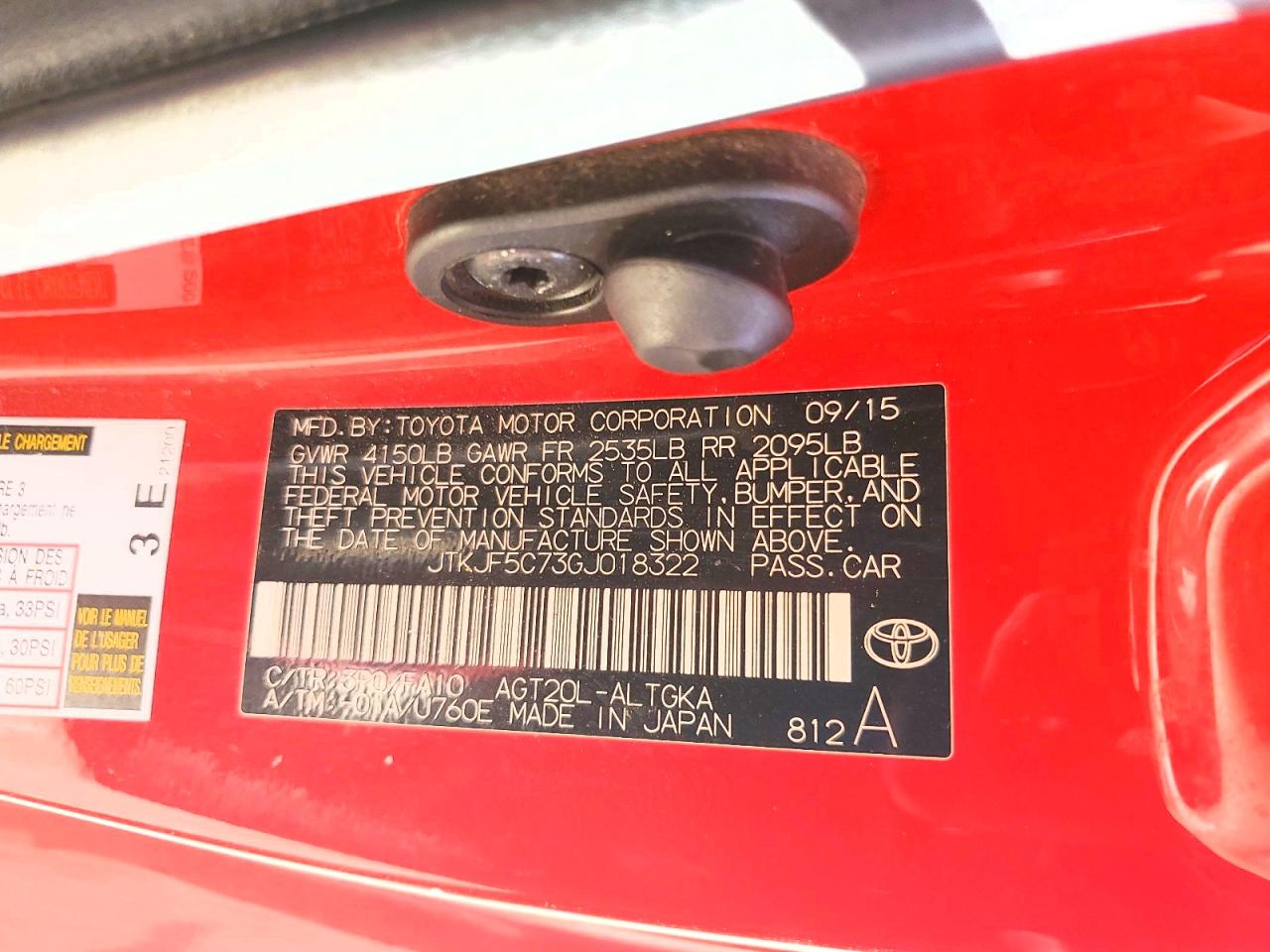 2016 Scion Tc VIN JTKJF5C73GJ018322 photo 12