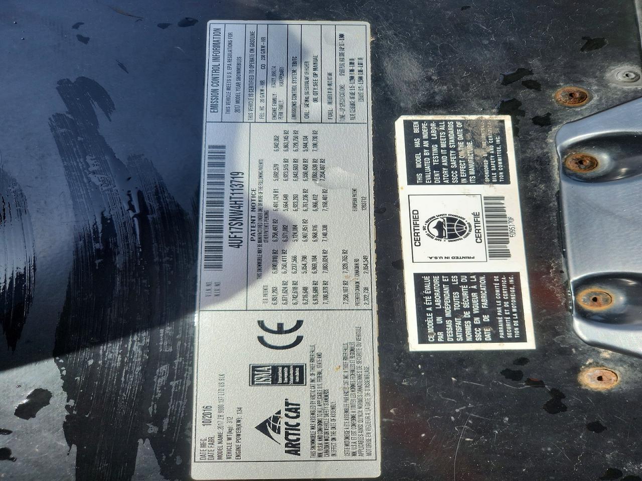 2017 Arctic Arctic cat VIN 4UF17SNW4HT113719 photo 10