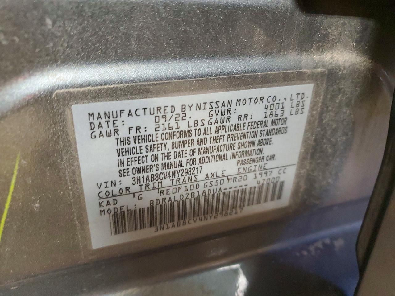 2022 Nissan Sentra VIN 3N1AB8CV4NY298217 photo 12