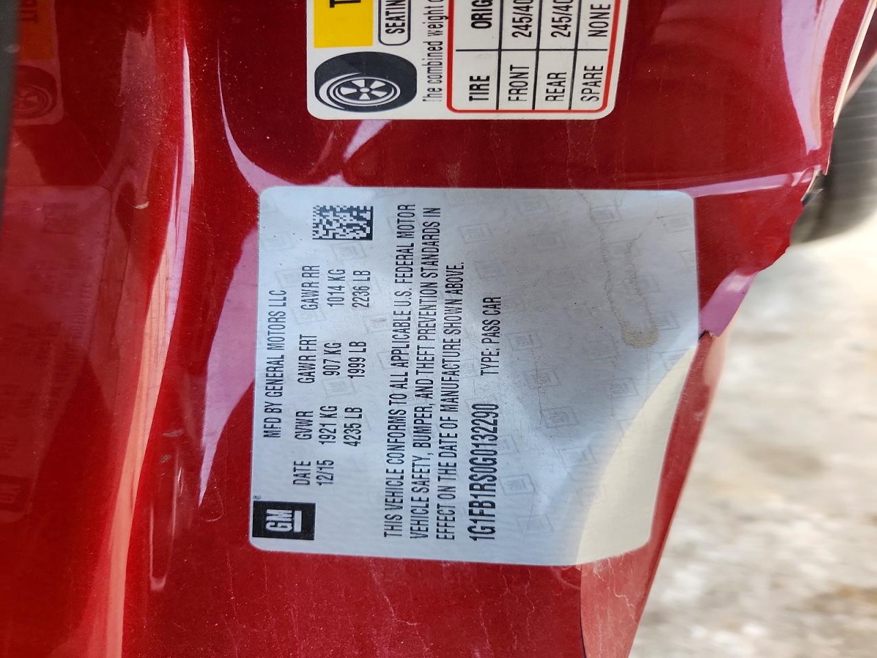 2016 Chevrolet Camaro VIN 1G1FB1RS0G0132290 photo 12