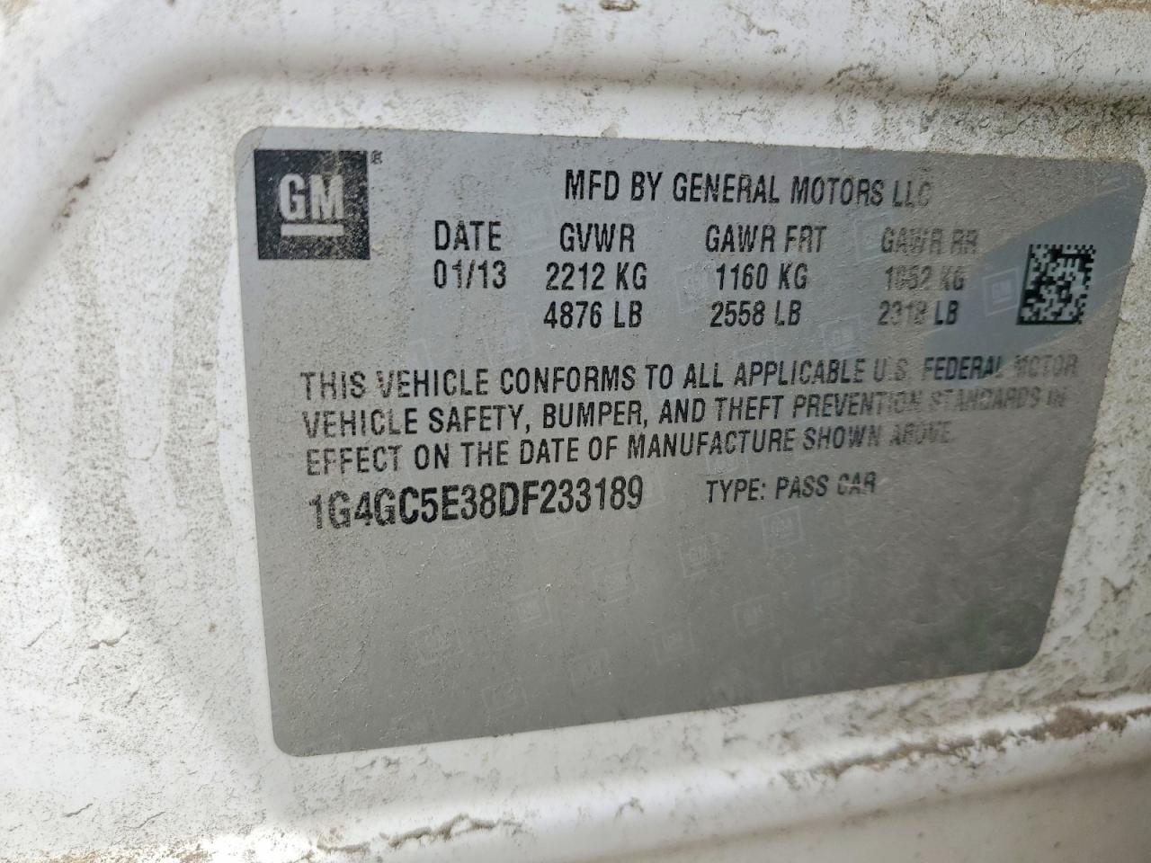 2013 Buick Lacrosse VIN 1G4GC5E38DF233189 photo 12