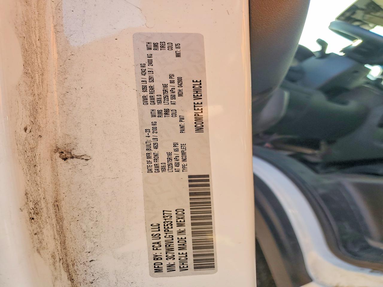 2023 Ram Promaster VIN 3C7WRVLG1PE531377 photo 10