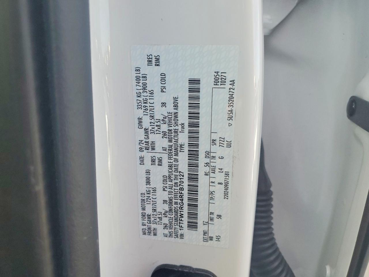 2024 Ford F150 VIN 1FTFW1RG4RFB70127 photo 12