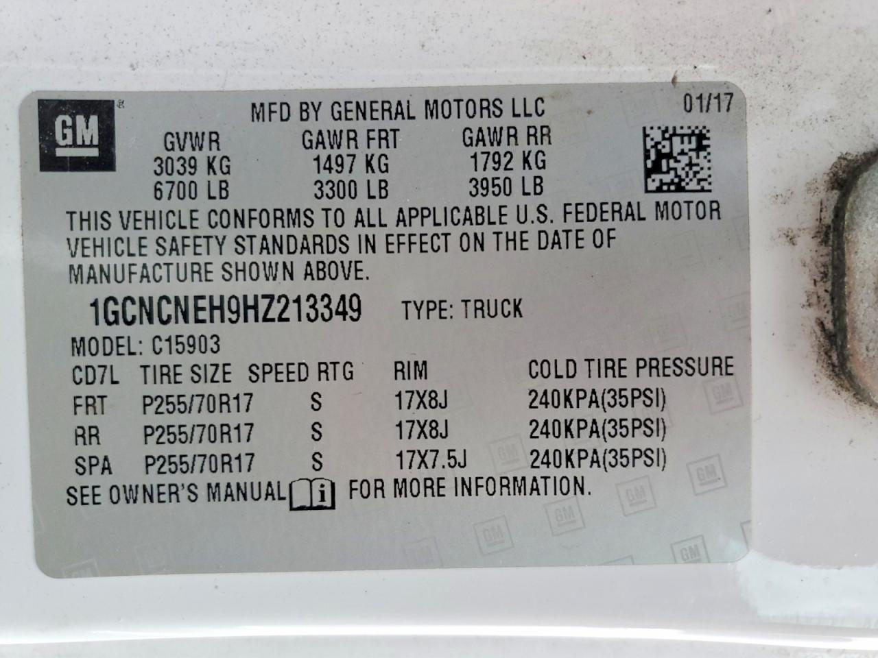 2017 CHEV Silverado VIN 1GCNCNEH9HZ213349 photo 12