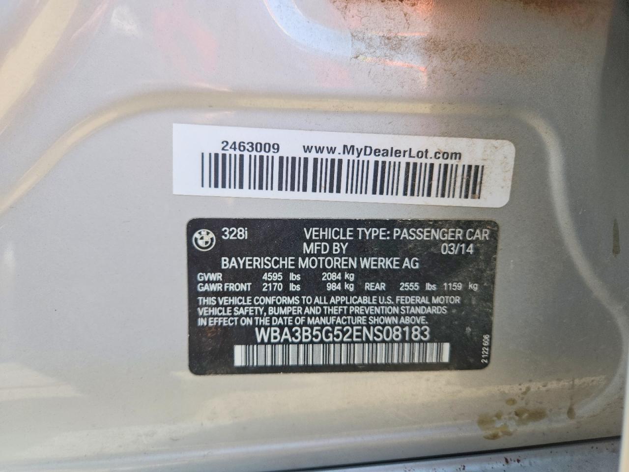 2014 BMW 3 series VIN WBA3B5G52ENS08183 photo 12
