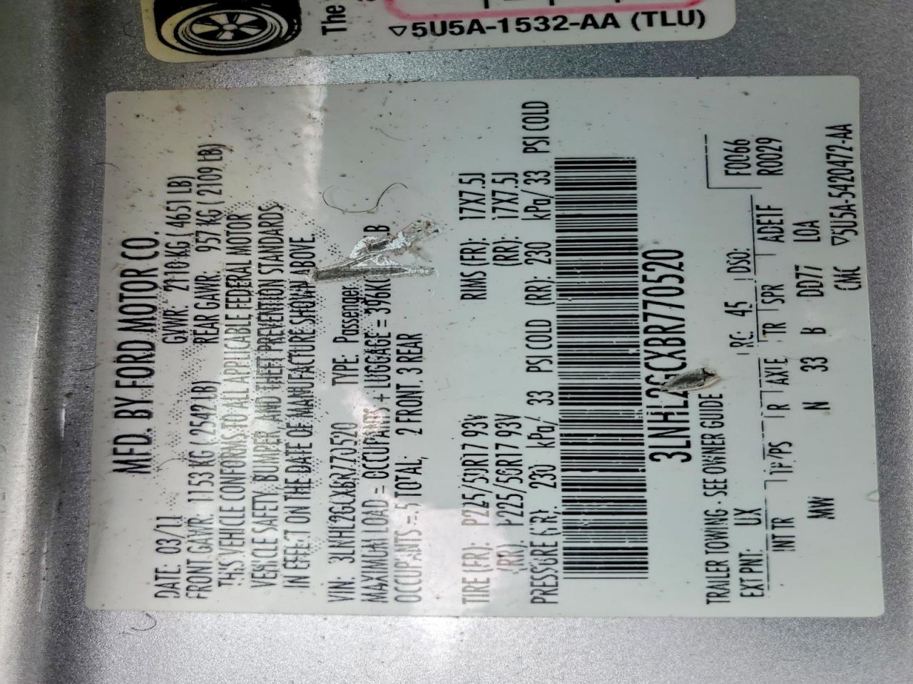 2011 LINCOLN Mkz VIN 3LNHL2GCXBR770520 photo 12