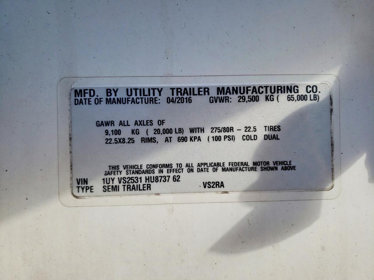 2017 UTILITY TRAILER TRAILERS VIN 1UYVS2531HU873762 photo 10