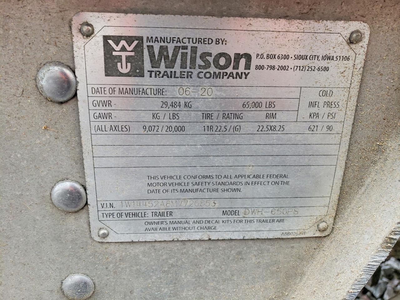 2021 WILSON HOPPER TRL TRAILERS VIN 1W14452A8M7720853 photo 10