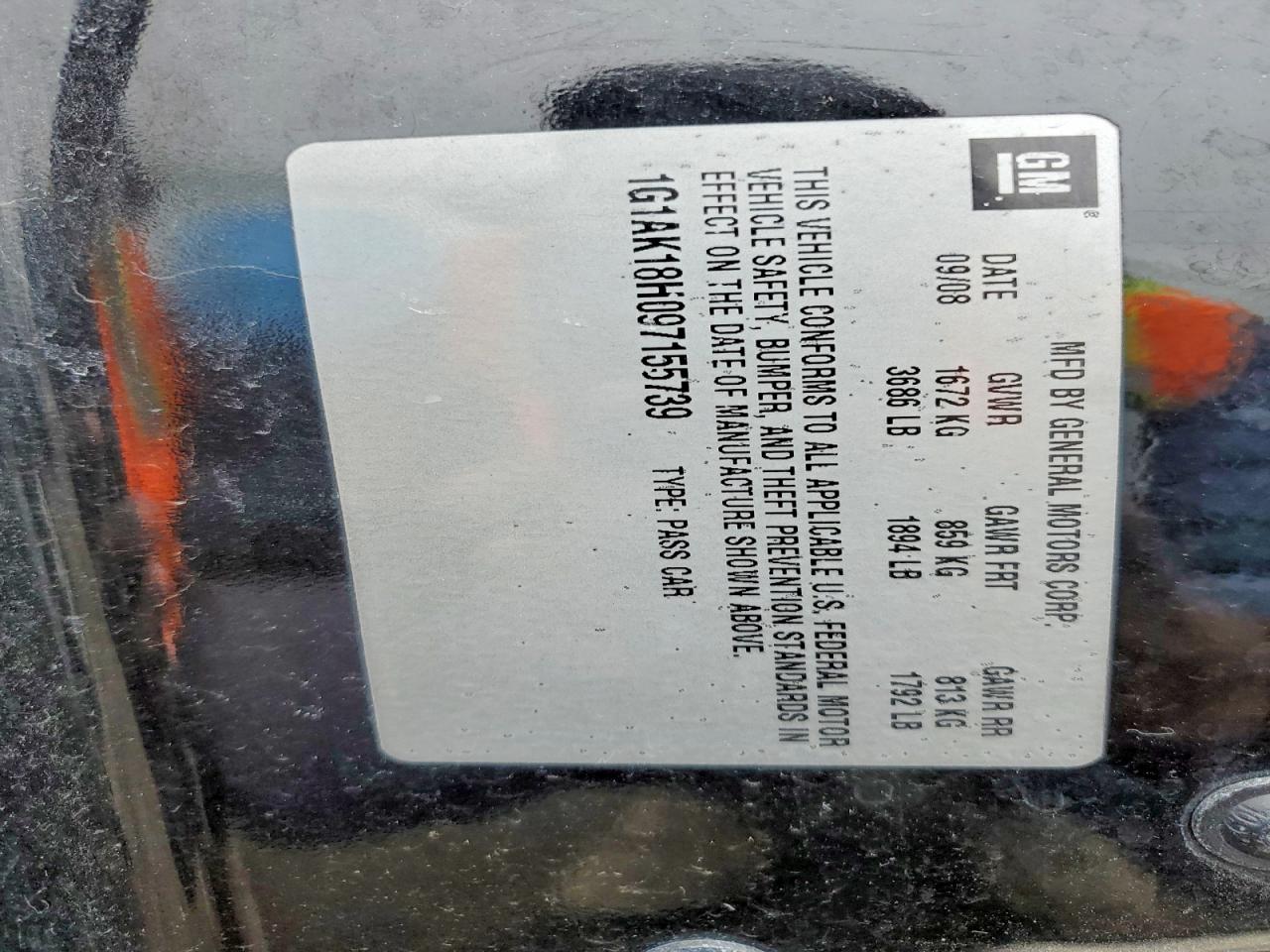 2009 Chevrolet All models VIN 1G1AK18H097155739 photo 12