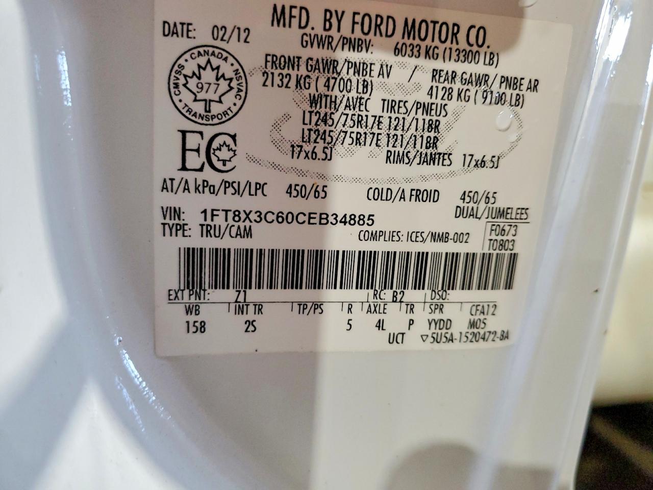 2012 Ford F350 VIN 1FT8X3C60CEB34885 photo 12