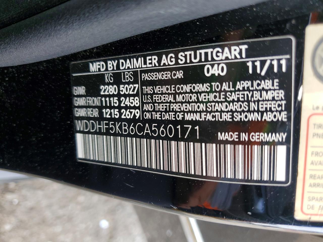 2012 Mercedes-Benz E-class VIN WDDHF5KB6CA560171 photo 12