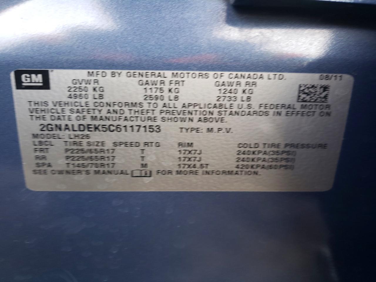 2012 Equinox VIN 2GNALDEK5C6117153 photo 12