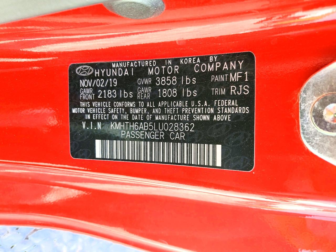 2020 Hyundai Veloster VIN KMHTH6AB5LU028362 photo 12