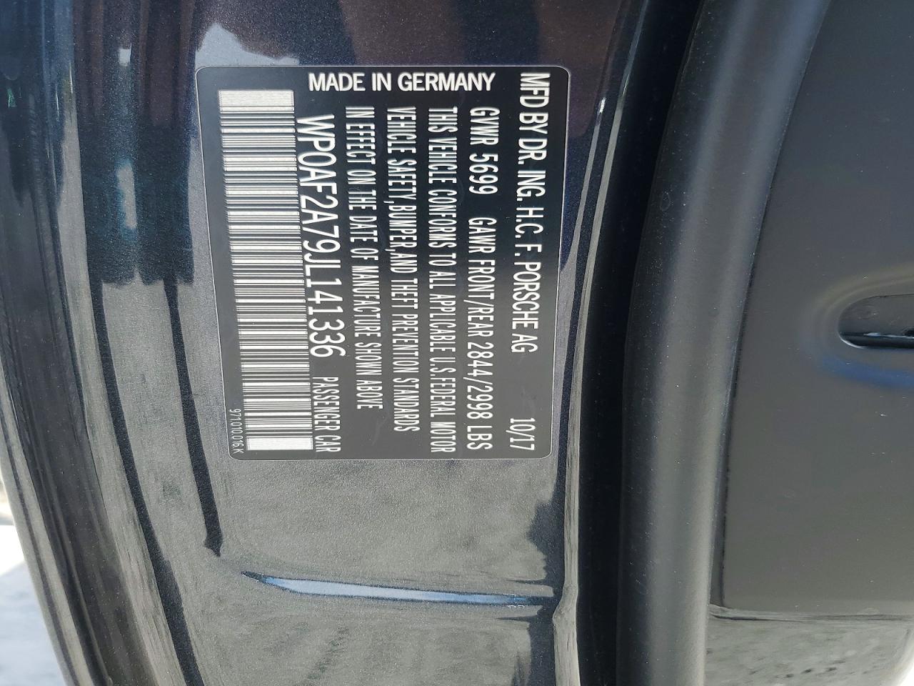 2018 Porsche Panamera VIN WP0AF2A79JL141336 photo 12