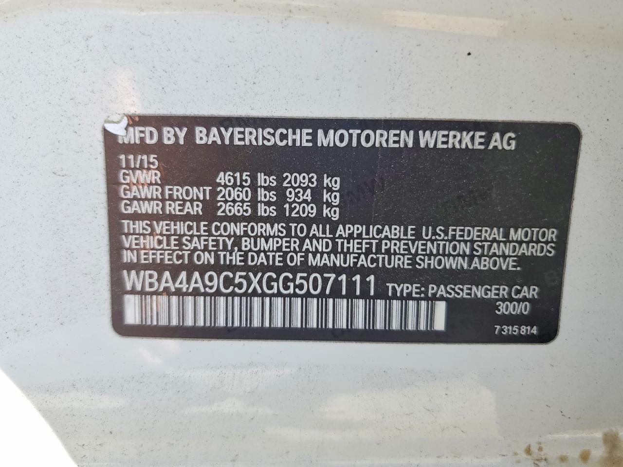 2016 BMW 4 series VIN WBA4A9C5XGG507111 photo 12