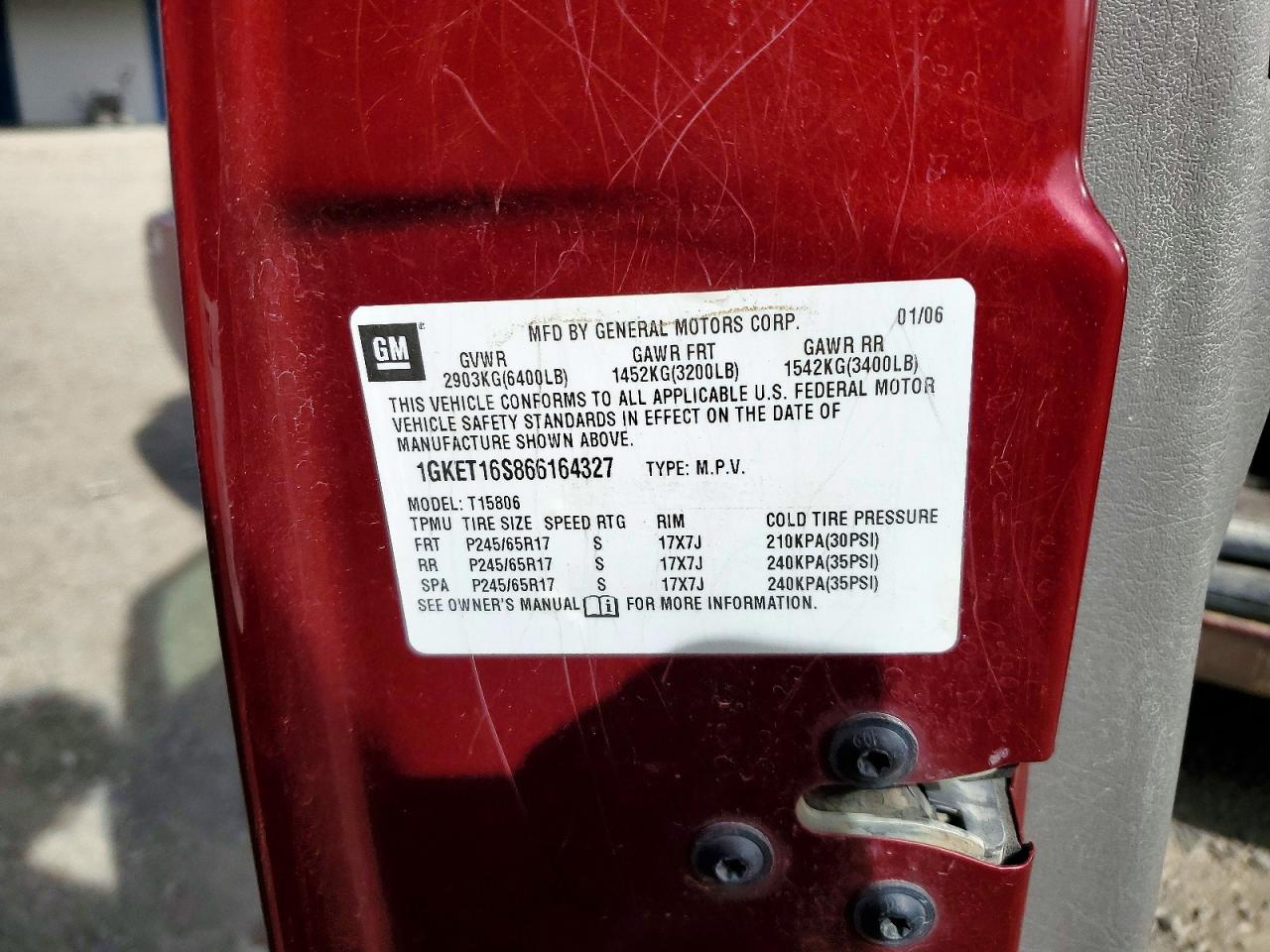 2006 GMC Envoy VIN 1GKET16S866164327 photo 12
