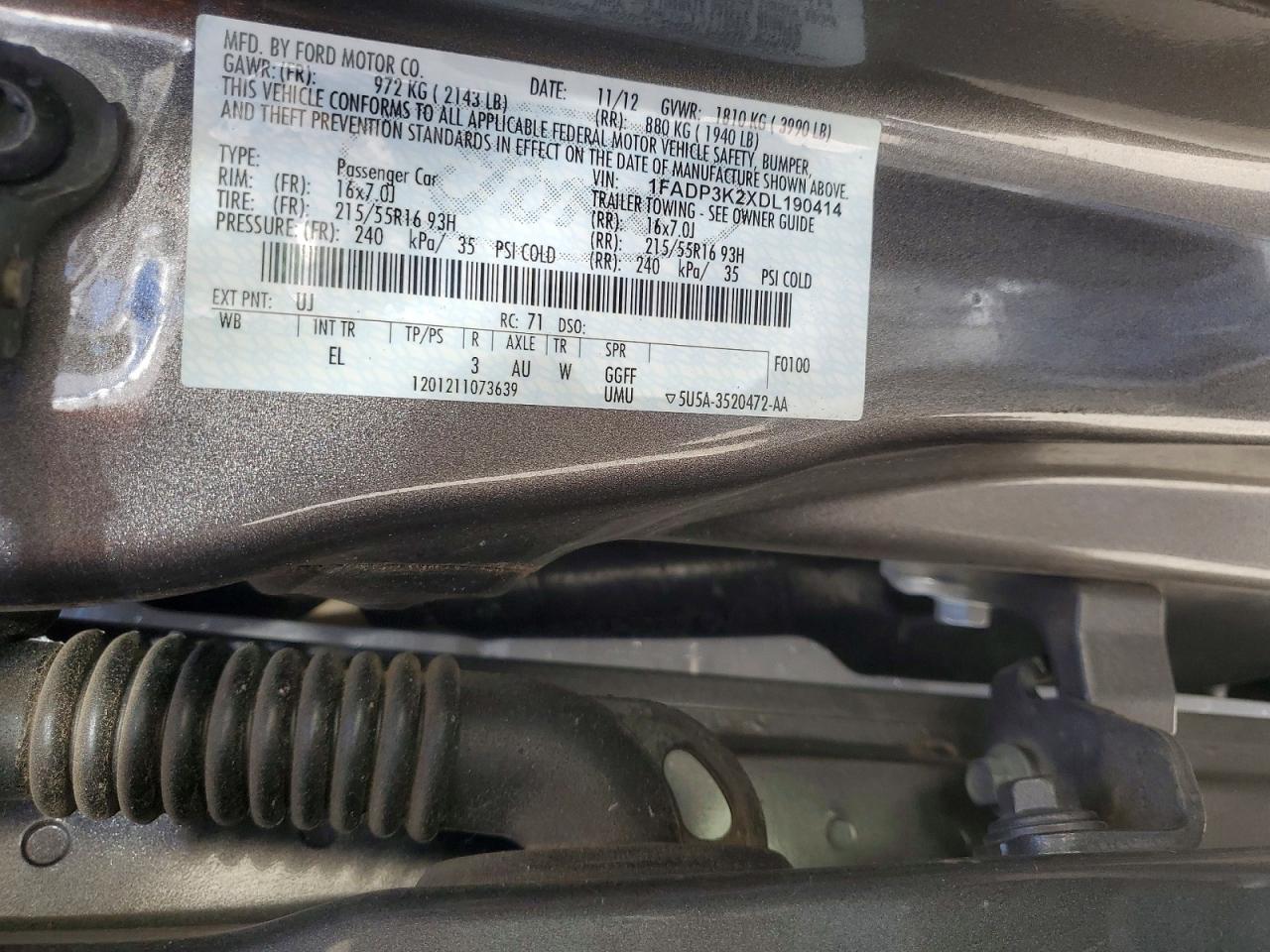 2013 Ford Focus VIN 1FADP3K2XDL190414 photo 12