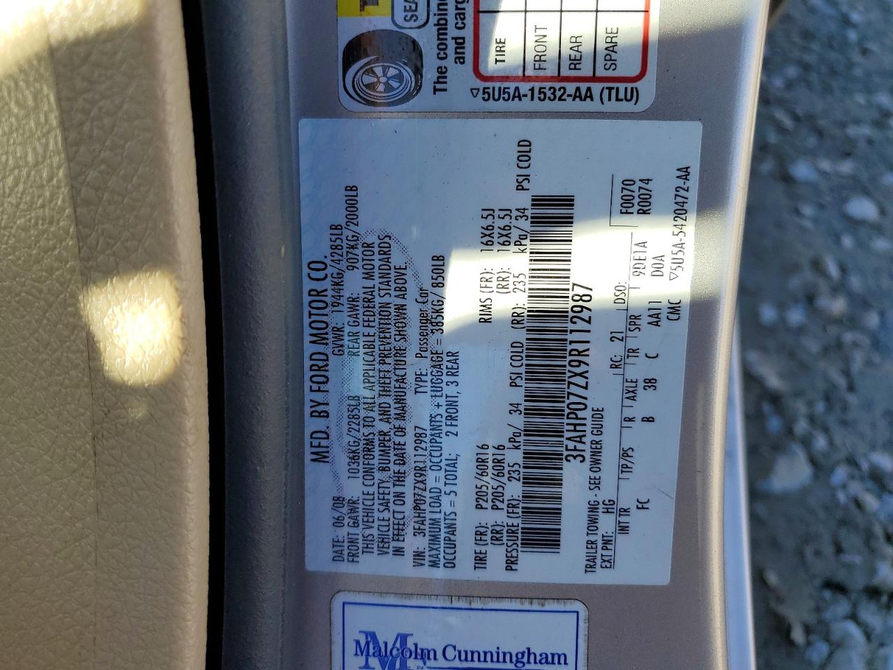 2009 Ford Fusion VIN 3FAHP07ZX9R112987 photo 12