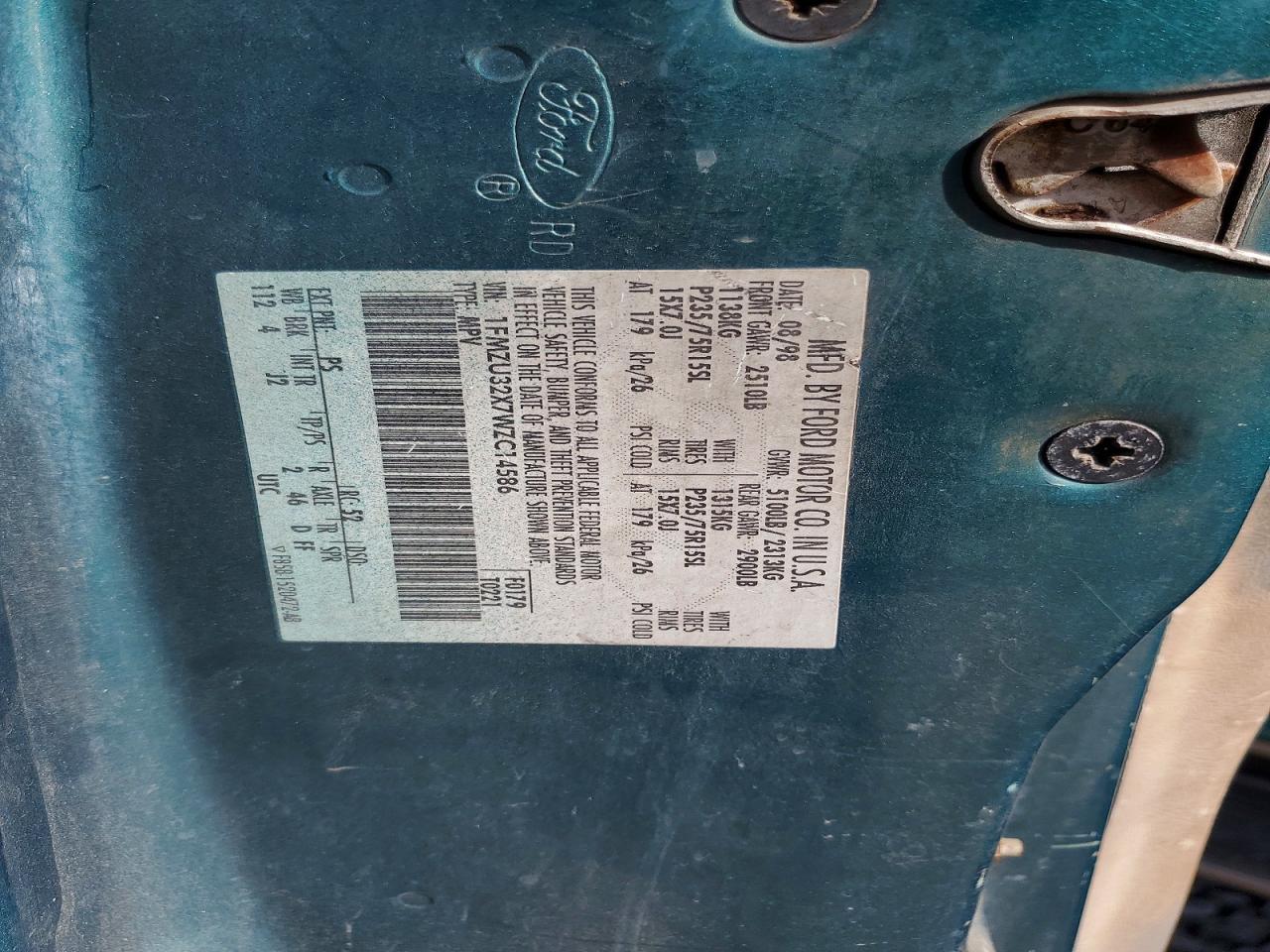 1998 Ford Explorer VIN 1FMZU32X7WZC14586 photo 12