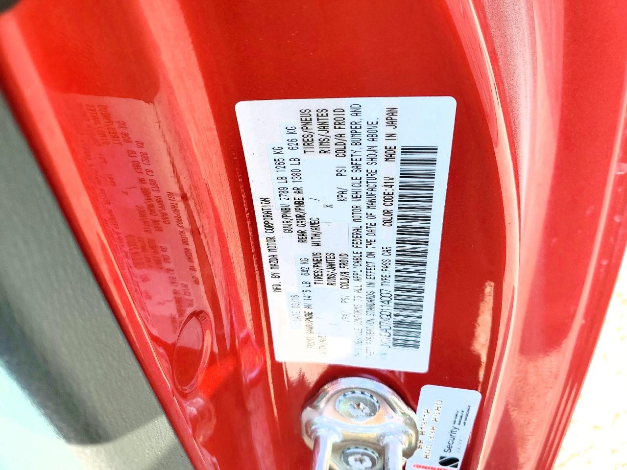 2016 Mazda Mx5 VIN JM1NDAD7XG0114007 photo 12
