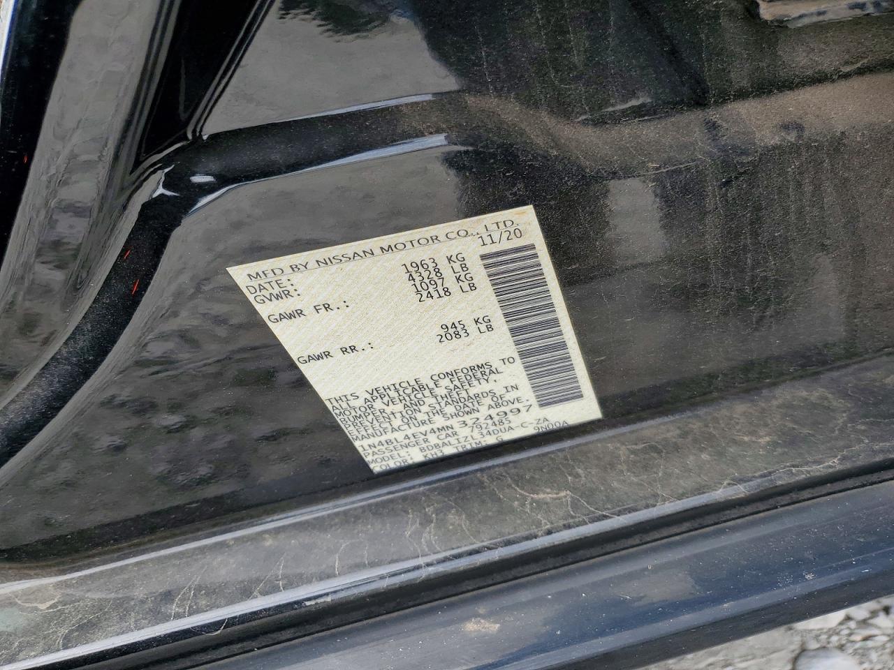 2021 Altima VIN 1N4BL4EV4MN324997 photo 12