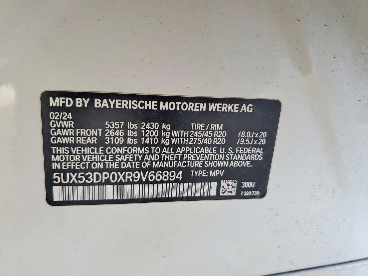 2024 BMW X3 VIN 5UX53DP0XR9V66894 photo 12