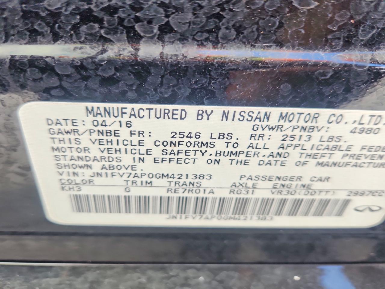 2016 Infi Q50 VIN JN1FV7AP0GM421383 photo 12
