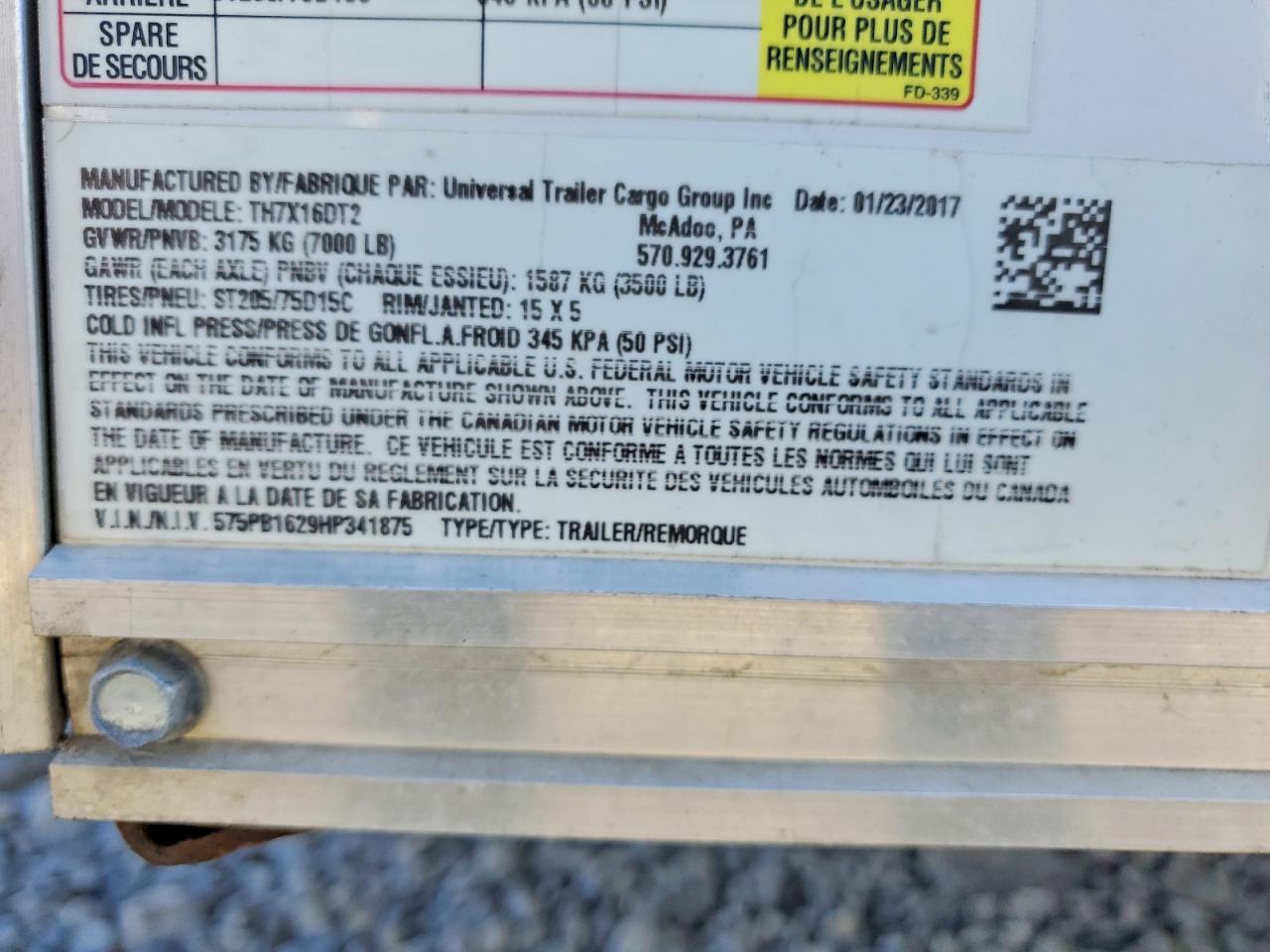 2017 HAULMARK Unknown VIN 575PB1629HP341875 photo 10